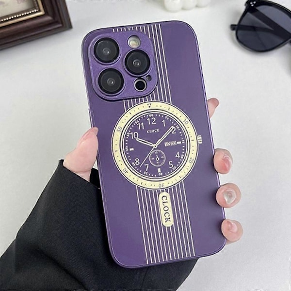 Mjukt TPU-skal med klockdesign och magnetiskt skydd med linsskydd för iPhone 15 Pro Multicolor Style A