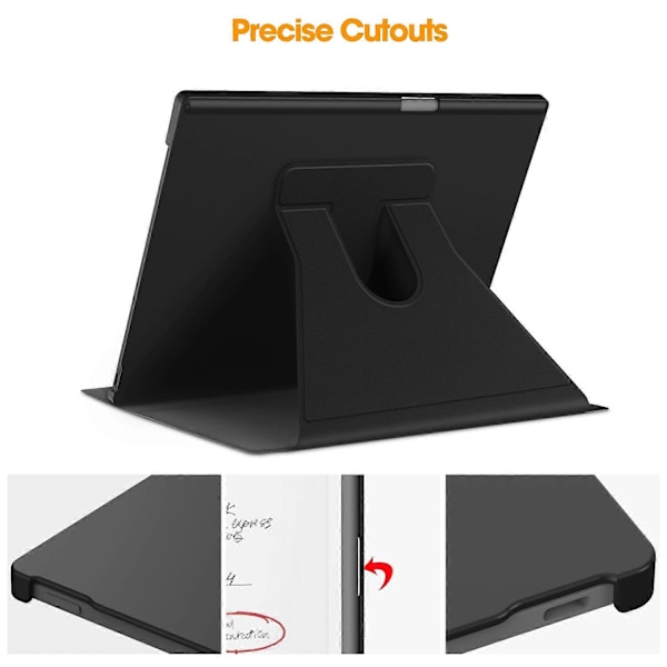 För ReMarkable Paper Pro Fodral Främre Stöd 360 Graders Roterande Ställ PC+PU Läder E-läsare Skydd Multicolor Black