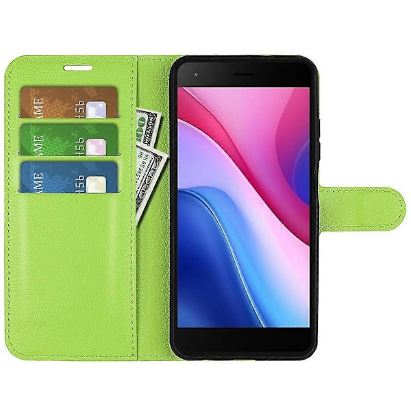 Til ZTE Blade A35 Lite Etui Litchi Tekstur Stødsikkert Læder Wallet Telefon Cover- Multicolor Green