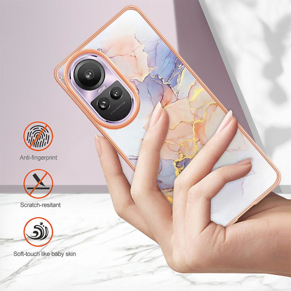 Galvaniserat mjukt TPU- case för Oppo Reno10 Pro 5g (global) Marble Floral Imd anti-scratch Cover Milky Way Marble White