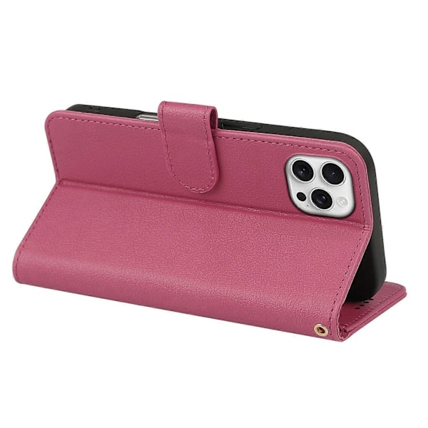 Læderetui med pung, stativ og magnetlukning til iPhone 16 Pro Max - Grøn Multicolor Rose