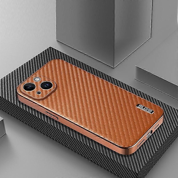 AZNS Skal för iPhone 14 Elektropläterad Kolfibertextur PU+TPU Telefonskal Multicolor Style A