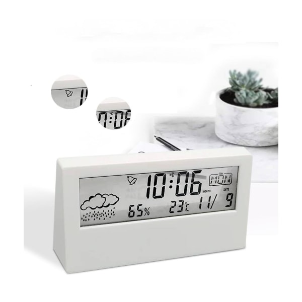 Digital reseväckarklocka - hopfällbar kalender & temperatur & timer LCD-klocka med snoozeläge - stor sifferskärm, batteridriven - kompakt design