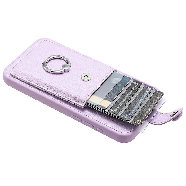 Samsung Galaxy S24+ -kotelo, korttipaikat, nahkainen takakansi ja rengastuki Multicolor Style D