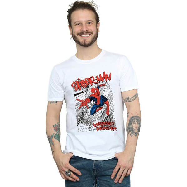 Marvel Spider-man Sketch City T-shirt för män Vuxen S-3xl Txu272 White XL