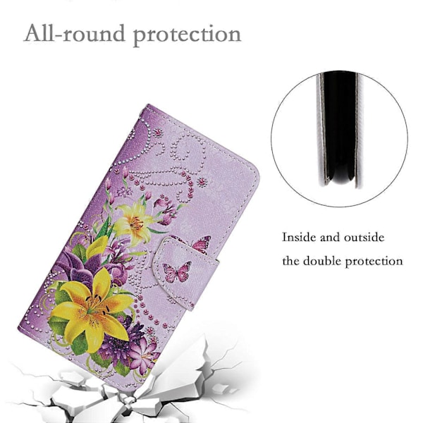 Til Samsung Galaxy A25 5G Etui Mønsterprint Kryds Tekstur Cover Multicolor Flowers/Butterflies