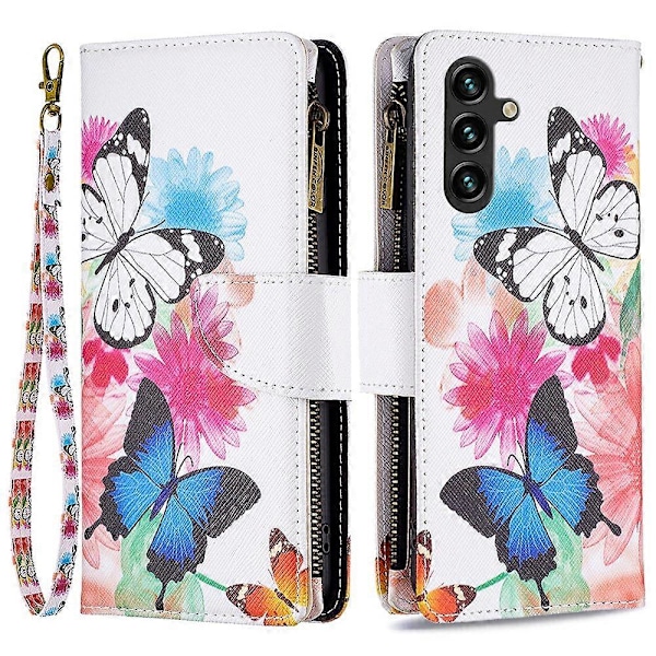 BF03 Telefon Cover til Samsung Galaxy A15 4G Etui Wallet Lynlås Læder Shell Multicolor Style F