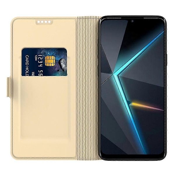 ZTE Blade V70 -kotelo, iskunkestävä TPU-sisäkuori, nahkainen puhelinkotelo korttipaikalla Multicolor Gold