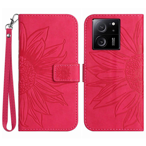 Cover til Xiaomi 13T/13T Pro med solsikkeaftryk læder telefonetui med håndrem Multicolor Style H