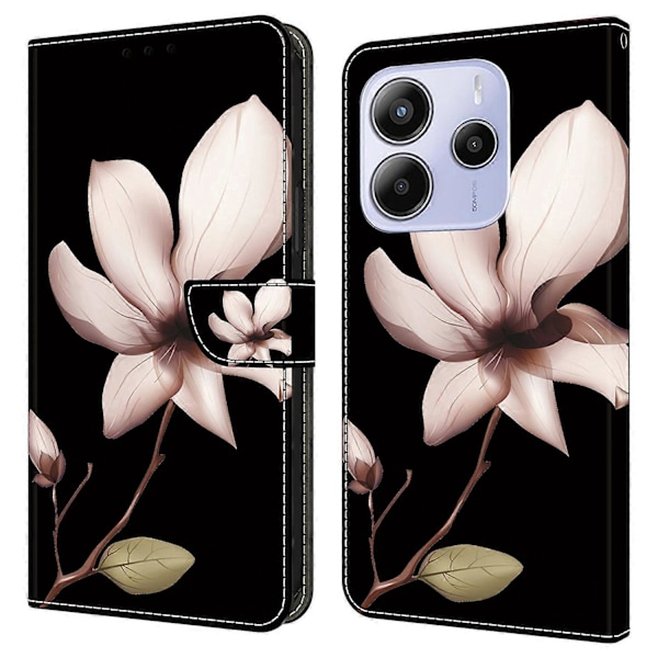Xiaomi Redmi Note 14 5G Kotelo Magneettilukolla 3D Kuvio Nahkainen Lompakko Puhelinkotelo Multicolor Pink Flower