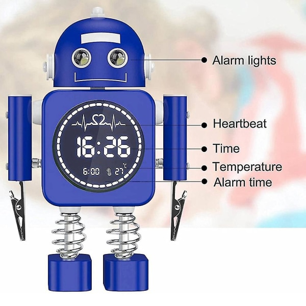 Robot Smart Digital Temperatur Display Skrivbordsklockor Med Snooze Sovrum För Barn Present (grön)