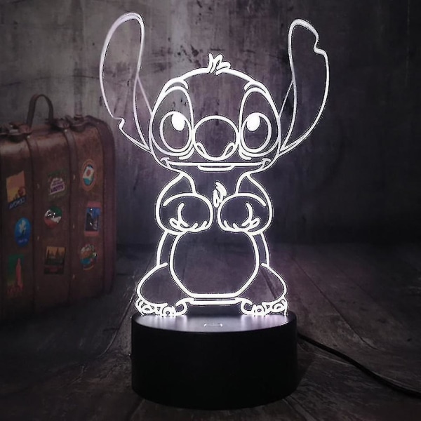 Barn Sovrum Stitch Anime Nattlampa Bordslampa 3d Led Nattlampa USB