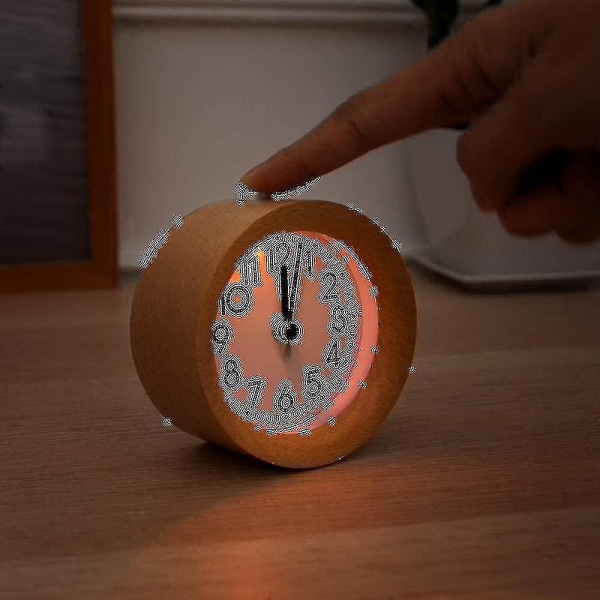 Analog träväckarklocka med snooze -retro klocka med väckarklocka