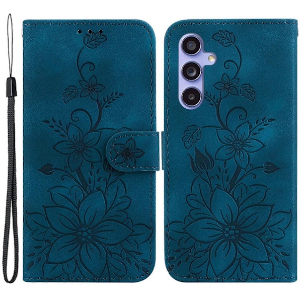 Til Samsung Galaxy S23 FE Præget Lily Blomst Smartphone Etui PU Læder Standpung Cover Multicolor Style B