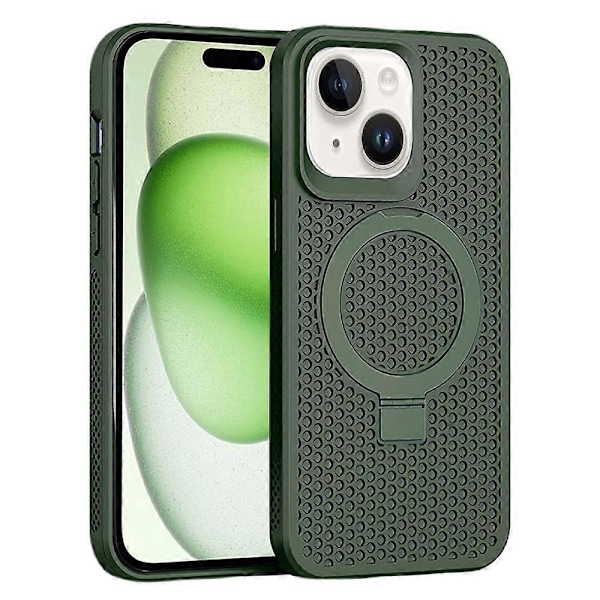Andningsbart värmeavledande telefonfodral med stativ, gummerad TPU magnetiskt skal för iPhone 15 Plus Multicolor Style D