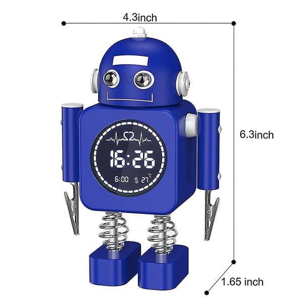 Robot Smart Digital Temperaturdisplay Bordure Med Snooze Soveværelse Til Børnegave (grøn)