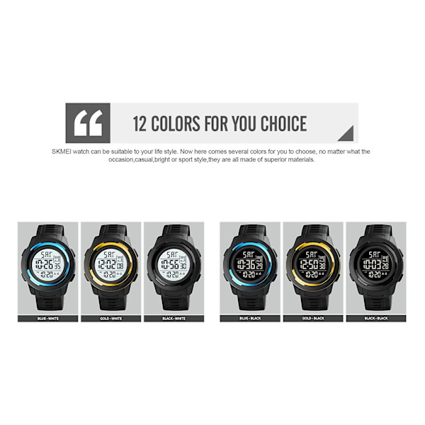 Skmei 1731 Led Dual Time Digital Display elektronisk watch Black