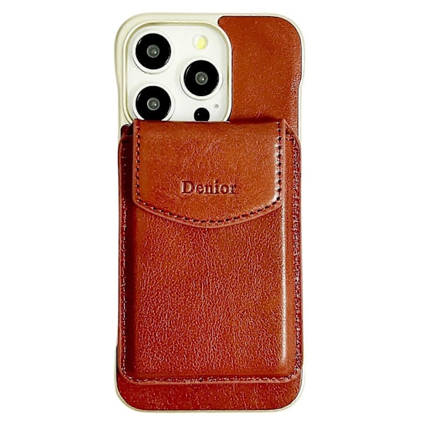 DENIOR iPhone 16 Pro magneettikotelo aitoa lehmännahkaa PC-jalustalla ja korttipidikkeellä Multicolor Style A