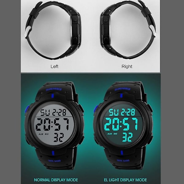 Skmei 1068 Men Vattentät Outdoor Sports Digital Watch Black