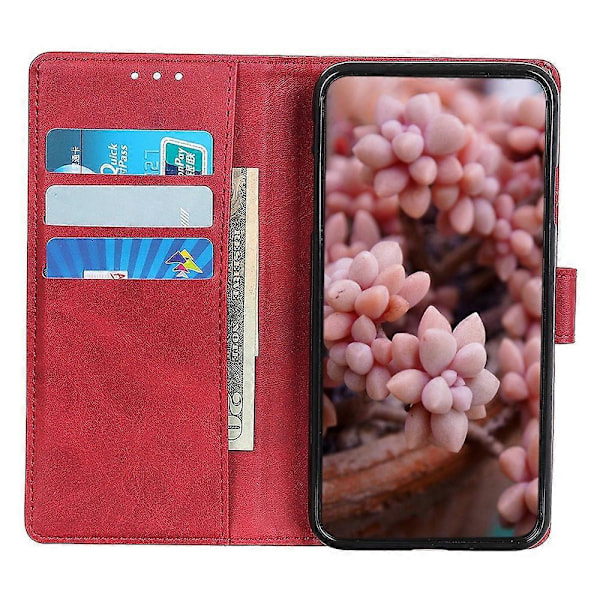 Læderetui med stativ til Honor Magic6 Lite 5G/X9b 5G/X50 5G med kohudtekstur Multicolor Red