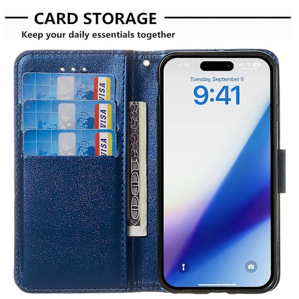 Flipfodral med Ställ för iPhone 15 Plus Enfärgat PU Läder Plånboksfodral Multicolor Style B