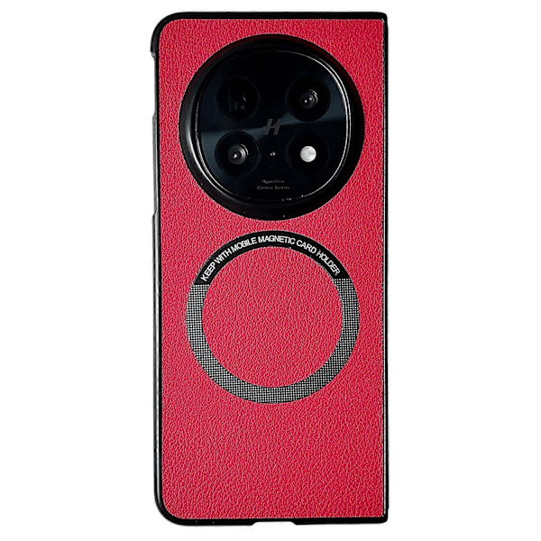 Skal för Oppo Find N5 5G Anti-Drop PU Läder+TPU Fodral Kompatibelt med MagSafe Multicolor Red