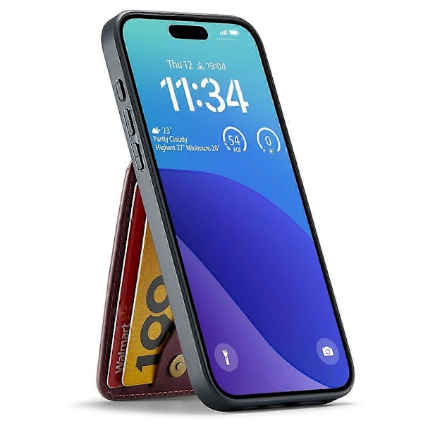 FIERRE SHANN iPhone 16 Pro Etui Kortholder Støtteben Læder RFID-blokering Bagcover Multicolor Style D