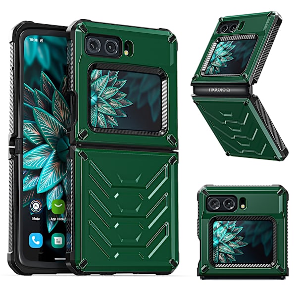 För Motorola Moto Razr 2022 5g Rugged Series Stötsäker TPU-ram + PC-baksida Case Cover Green