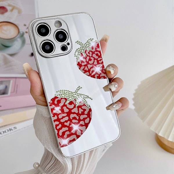 iPhone 15 Pro Max -kotelo IMD hopeaviimeistely TPU+PC strassikoristeinen puhelinkuori Multicolor Style C