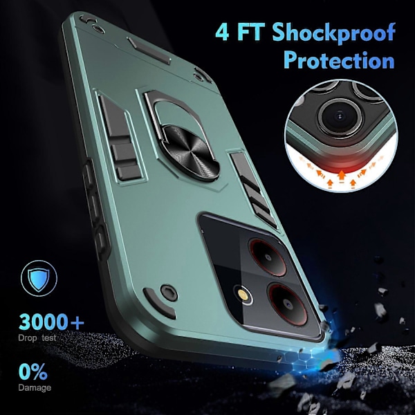 Kotelo ZTE Blade A54:lle, jalustalla, PC+TPU-puhelinkuori, tukee magneettista autotelinettä Multicolor Style C