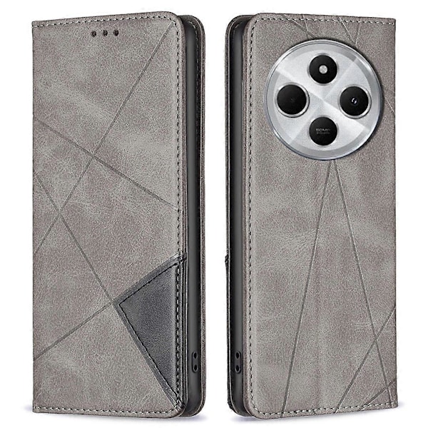 Fodral för Xiaomi Poco C75 4G/Redmi 14R 5G/14C 4G Kortfack Geometriskt Läder Telefonskal - Multicolor Grey