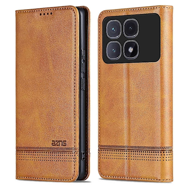 AZNS Xiaomi Redmi K70 Ultra -kotelo, lehmännahkajäljitelmä PU-nahkainen lompakkokotelo - Vihreä Multicolor Brown