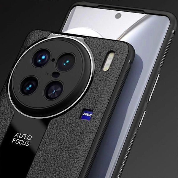 Q.COO Mobilskal för vivo X90 Pro 5G Läderbelagd TPU+Akrylskal med Halkskyddsränder Multicolor Black