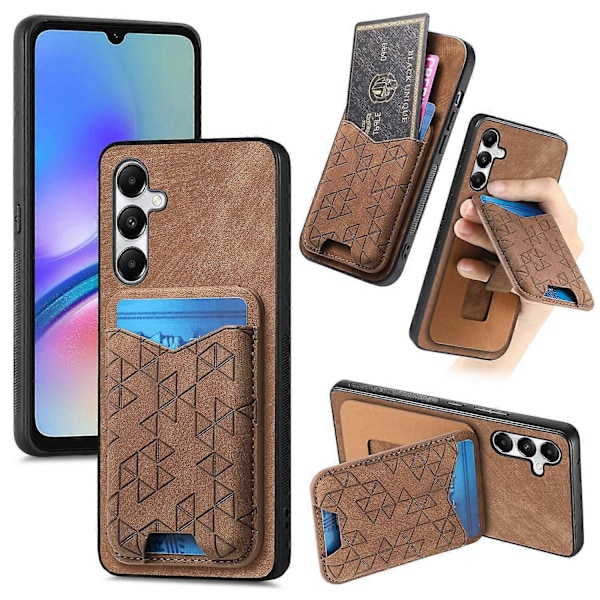 Til Samsung Galaxy A05s 4G Etui med Præget Mønster, Kortholder, Støttefod, Læder Bagside Cover Multicolor Style F