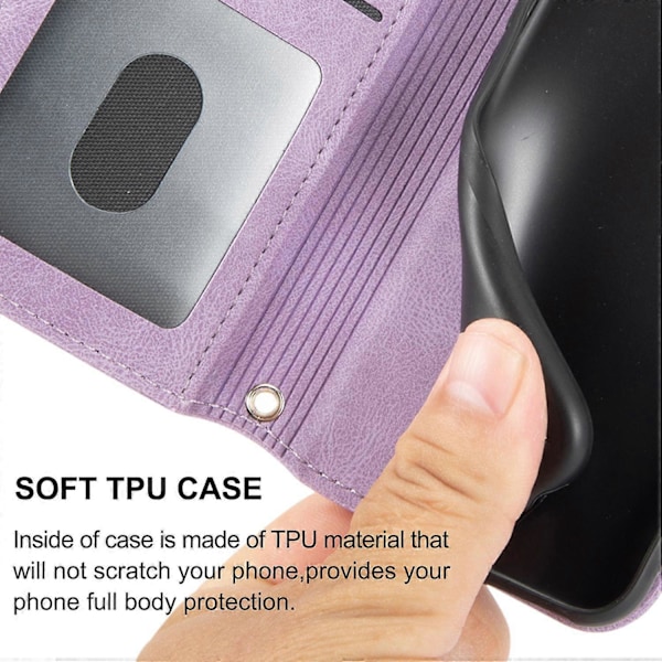 För iPhone 15 Plus Skal Präglat PU Läder Plånbok Anti-fall Telefonskydd med Rem Multicolor Style F