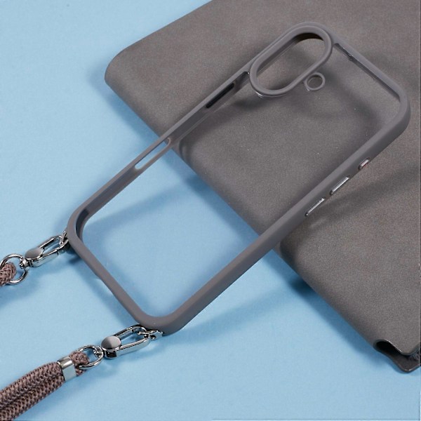 Skal till iPhone 16 TPU+PC Kristallklart Baksidesskydd med Snodd Multicolor Style A