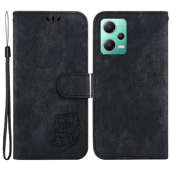Til Xiaomi Poco X5 5g/redmi Note 12 5g (global) Wallet Telefon Cover Prægning Anti-drop Læder Cover Black