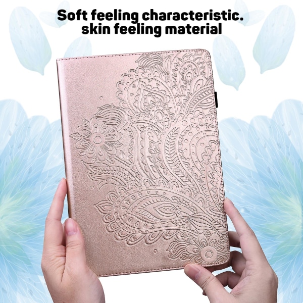 Pu- case för Samsung Galaxy Tab A9+, cover för surfplatta Rose Gold