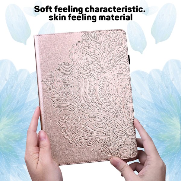 Pu- case för Samsung Galaxy Tab A9+, cover för surfplatta Rose Gold