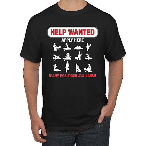 Hjælp Søges Ansøg Her Sex Voksen Humor Ledige Stillinger R-vurderet Humor Herre Grafik T-shirt Black XL
