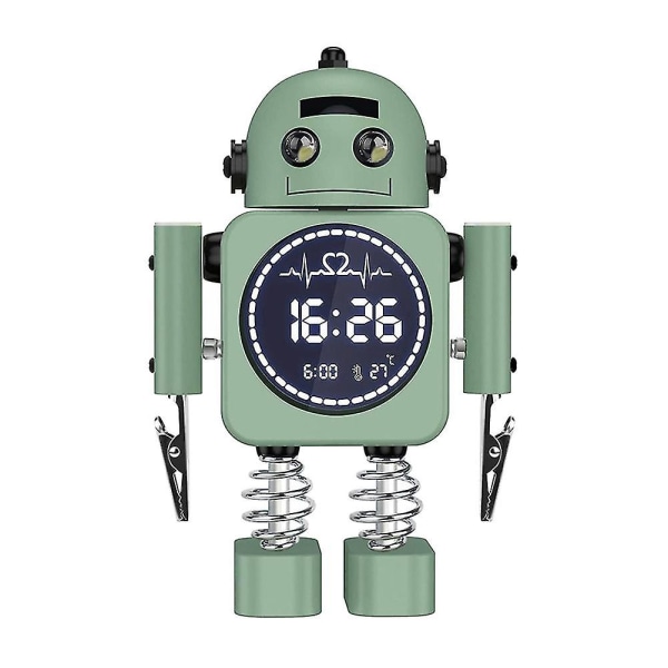 Robot Smart Digital Temperaturdisplay Bordure Med Snooze Soveværelse Til Børnegave (grøn)