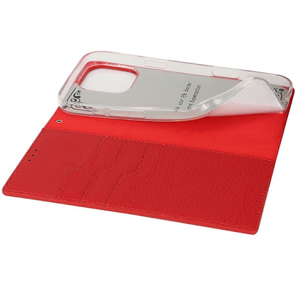 Lommebokdeksel i ekte kuskinn med litchi-tekstur for iPhone 16 Pro Multicolor Style E