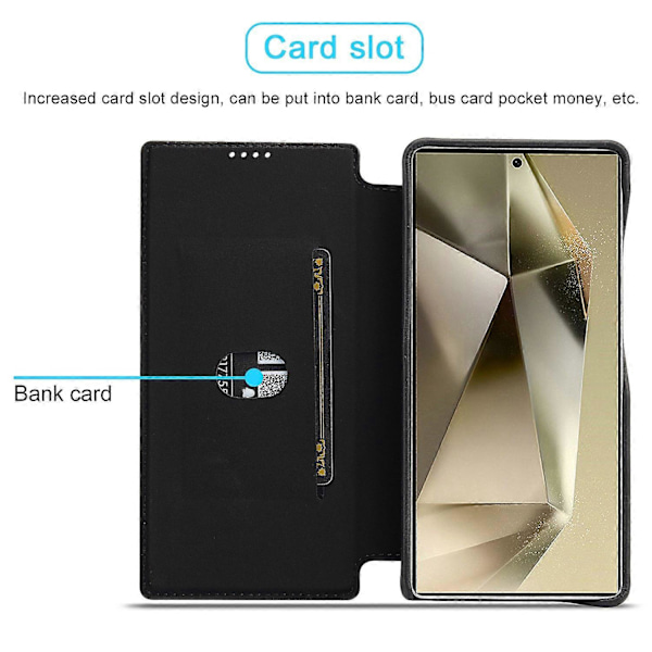 LC.IMEEKE Fodral till Samsung Galaxy S25 med Korthållare, Ställ och Läderöverdrag Multicolor Black