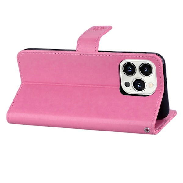 For iPhone 15 Pro Max Deksel PU Lær Stativ Ugle Trykket Telefon Lommebok Deksel Multicolor Style C