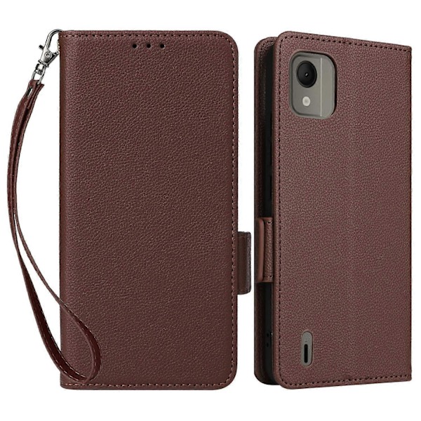 Reptåligt Telefonfodral för Nokia C110 Litchi Textur PU Läder Plånboksfodral med Ställ Multicolor Style G