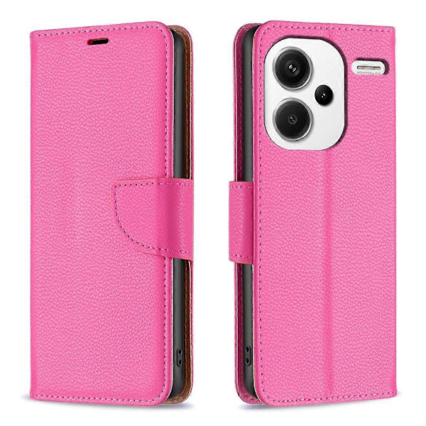 Til Xiaomi Redmi Note 13 Pro+ 5G Wallet Case PU Læder Litchi Tekstur Flip Telefon Cover Multicolor Rose