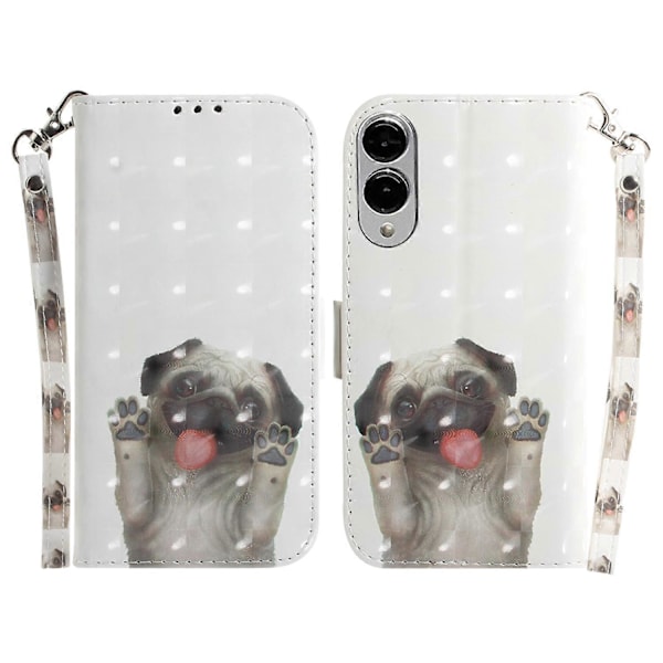 Til Samsung Galaxy S25 Edge Etui Mønstertryk Læder Wallet Telefon Cover med Håndledsrem Multicolor Pug