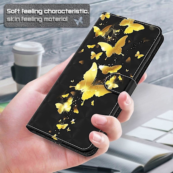 För Xiaomi Redmi Note 13 4G Mobilskal 3D Mönstertryck Läder Flipfodral med Handrem Multicolor Style A