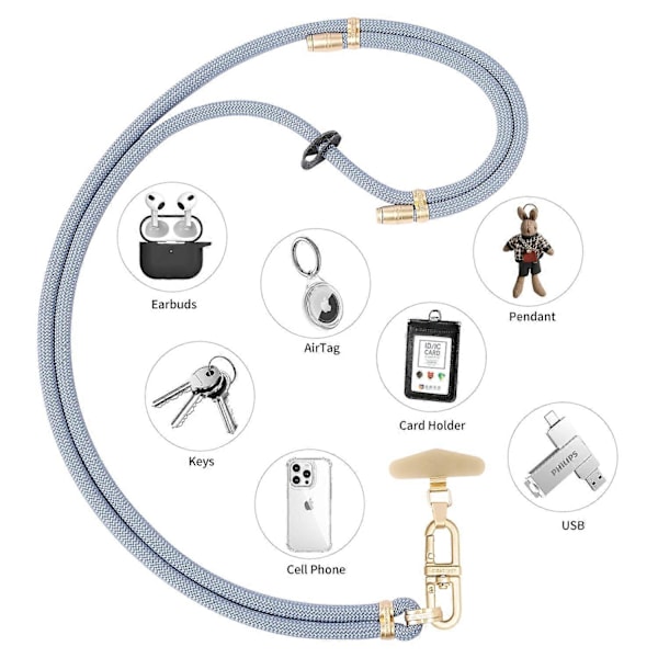 LEEU DESIGN 120cm Smartphone Skulderstropp med Metallfeste, Justerbar Mobiltelefon Lanyard Multicolor Style M