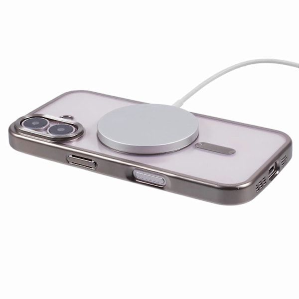 iPhone 16 Kuori Mattapintainen Galvanointi Puhelinkuori Yhteensopiva MagSafe-ominaisuuden Kanssa - Tumman Violetti Multicolor Titanium Grey